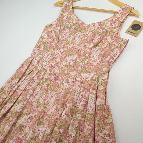 Vintage Laura Ashley Dress & Jacket Size 10 12 Floral Pink Cotton STUNNING - Picture 9 of 16